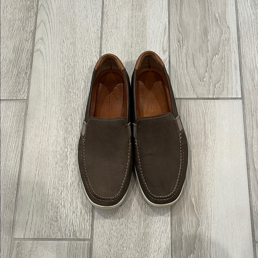 ECCO Moccasins Men's Lite Moc driving Grey/Cognac with Tan Leather Accent - Picture 2 of 10